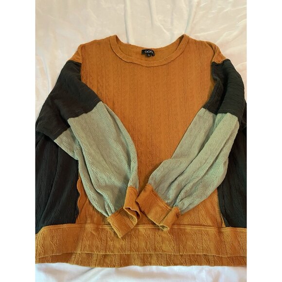 Drop Shoulder Balloon Sleeve Color Block Shirt top Woman’s size large oversized - Picture 5 of 12